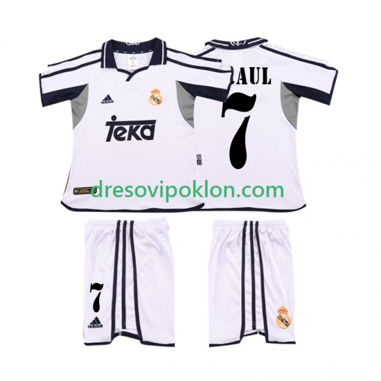Real Madrid RAUL 7 2001 Retro Dres Domaći 2002 Kratkih Rukava ,Dječji Komplet