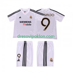 Real Madrid RONALDO 9 5 Retro Dres Domaći 2004 2002 Kratkih Rukava ,Dječji Komplet