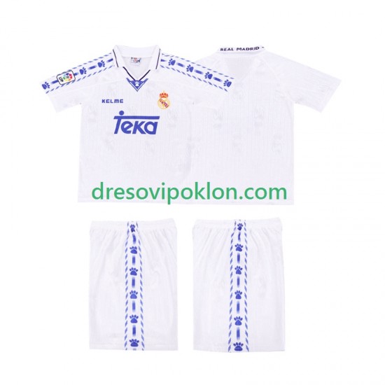 Real Madrid 1996-1997 Retro Dres Domaći Kratkih Rukava ,Dječji Komplet