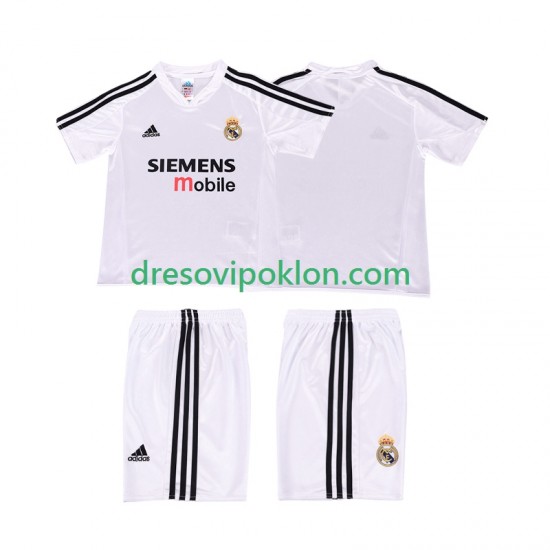 Real Madrid 5 Retro Dres Domaći 2004 2002 Kratkih Rukava ,Dječji Komplet