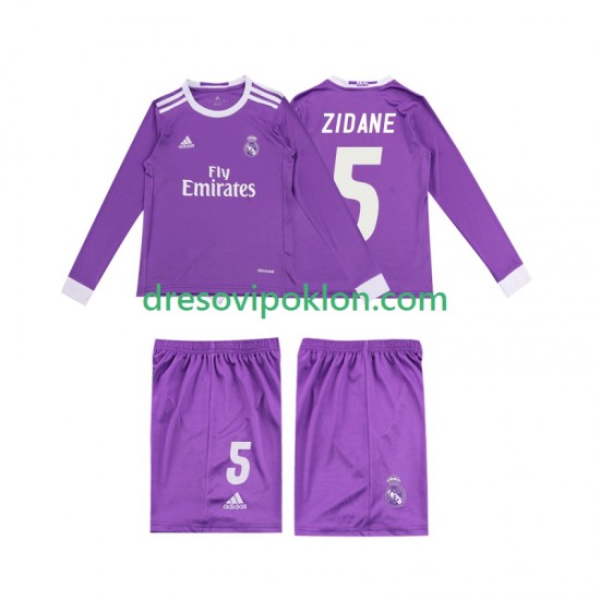 Real Madrid ZIDANE 5 2016 Retro Dres Gostujući Dugim Rukavima ,Dječji Komplet