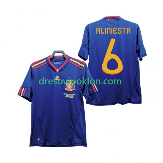 Španjolska Andres Iniesta 6 Retro Dres Gostujući 2010 Kratkih Rukava ,Muški