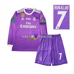 Real Madrid Cristiano Ronaldo 7 2016 Retro Dres Gostujući Dugim Rukavima ,Dječji Komplet