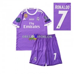 Real Madrid Cristiano Ronaldo 7 2016 Retro Dres Gostujući Kratkih Rukava ,Dječji Komplet
