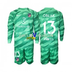 Atlético Madrid Golmanski Jan Oblak 13 zelena Dres Gostujući 2023-2024 Dugim Rukavima ,Dječji Komplet