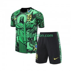 Brazil JESUS Football Shirts zelena Domaći 2024-2025 Kratkih Rukava ,Dječji Komplet