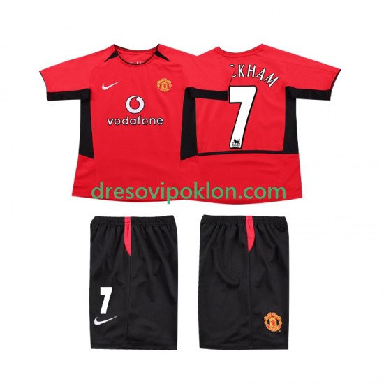 Manchester United BECKHAM 7 Retro Dres Domaći 2004 2002 Kratkih Rukava ,Dječji Komplet