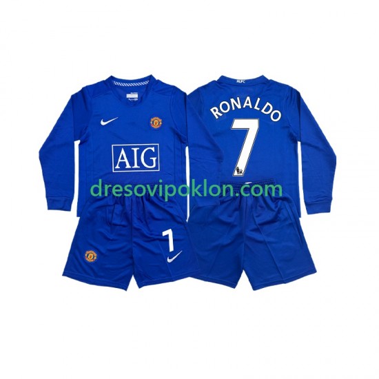 Manchester United Cristiano Ronaldo 7 Retro Dres Gostujući 2008 Dugim Rukavima ,Dječji Komplet