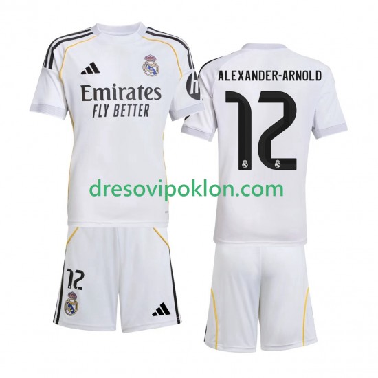 Real Madrid Alexander-Arnold 12 Dres Domaći 2025-2026 Kratkih Rukava ,Dječji Komplet