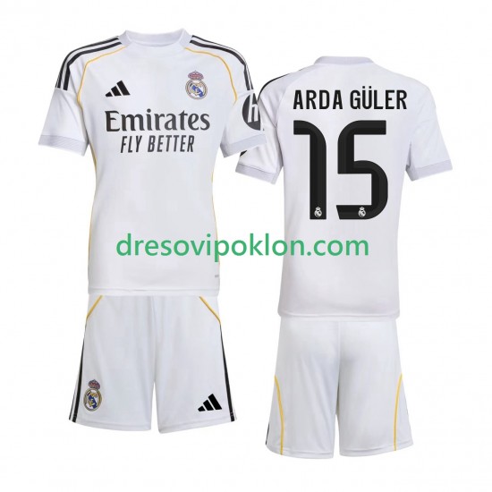 Real Madrid Arda Guler 15 Dres Domaći 2025-2026 Kratkih Rukava ,Dječji Komplet