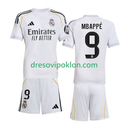 Real Madrid Mbappé Kylian 9 Dres Domaći 2025-2026 Kratkih Rukava ,Dječji Komplet