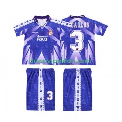 Real Madrid R CARLOS 3 1996-1997 Retro Dres Gostujući Kratkih Rukava ,Dječji Komplet