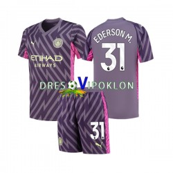 Manchester City Golmanski Ederson Moraes 31 Dres Gostujući 2023-2024 Kratkih Rukava ,Dječji Komplet