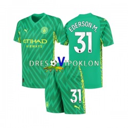 Manchester City Golmanski Ederson Moraes 31 Dres Domaći 2023-2024 Kratkih Rukava ,Dječji Komplet