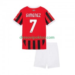 AC Milan Santiago Gimenez 7 Dres Domaći 2024-2025 Kratkih Rukava ,Dječji Komplet
