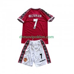 Manchester United Beckham 7 Retro Dres Domaći 1998 1999 Kratkih Rukava ,Dječji Komplet