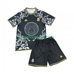 Real Madrid Versace Edition Crno Dres Domaći 2024-2025 Kratkih Rukava ,Dječji Komplet