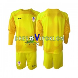 Hrvatska Golmanski Dres Domaći World Cup 2022 Dugim Rukavima ,Dječji Komplet