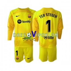FC Barcelona Golmanski Ter Stegen 1 Dres Četvrti 2022-2023 Dugim Rukavima ,Dječji Komplet