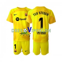 FC Barcelona Golmanski Ter Stegen 1 Dres Četvrti 2022-2023 Kratkih Rukava ,Dječji Komplet