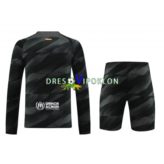FC Barcelona Golmanski Dres Gostujući 2023-2024 Dugim Rukavima ,Dječji Komplet