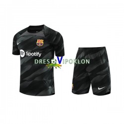 FC Barcelona Golmanski Dres Gostujući 2023-2024 Kratkih Rukava ,Dječji Komplet