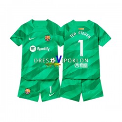 FC Barcelona Golmanski Ter Stegen 1 Dres Domaći 2023-2024 Kratkih Rukava ,Dječji Komplet