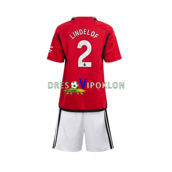Manchester United Lindelof 2 Dres Domaći 2023-2024 Kratkih Rukava ,Dječji Komplet