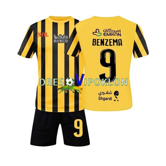 Al-Ittihad FC Benzema 9 Dres Domaći 2022-2023 Kratkih Rukava ,Dječji Komplet