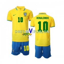 Brazil Ronaldinho 10 Dres Domaći World Cup 2022 Kratkih Rukava ,Dječji Komplet