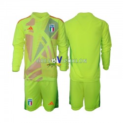 Italija Golmanski Dres Domaći Euro 2024 Dugim Rukavima ,Dječji Komplet