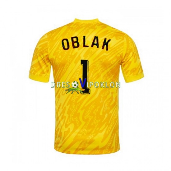 Slovenija Golmanski Jan Oblak 1 Dres Domaći Euro 2024 Kratkih Rukava ,Muški