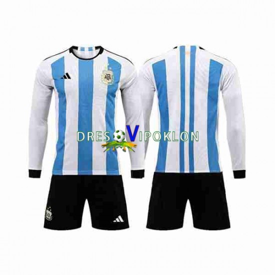Argentina 3 Stars Dres Domaći World Cup 2022 Dugim Rukavima ,Dječji Komplet