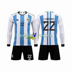 Argentina 3 Stars Lautaro Martinez 22 Dres Domaći World Cup 2022 Dugim Rukavima ,Dječji Komplet
