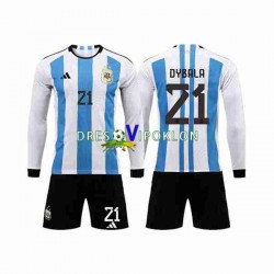 Argentina 3 Stars Paulo Dybala 21 Dres Domaći World Cup 2022 Dugim Rukavima ,Dječji Komplet