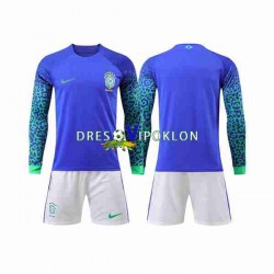 Brazil Dres Gostujući World Cup 2022 Dugim Rukavima ,Dječji Komplet
