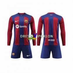 FC Barcelona Dres Domaći 2023-2024 Dugim Rukavima ,Dječji Komplet