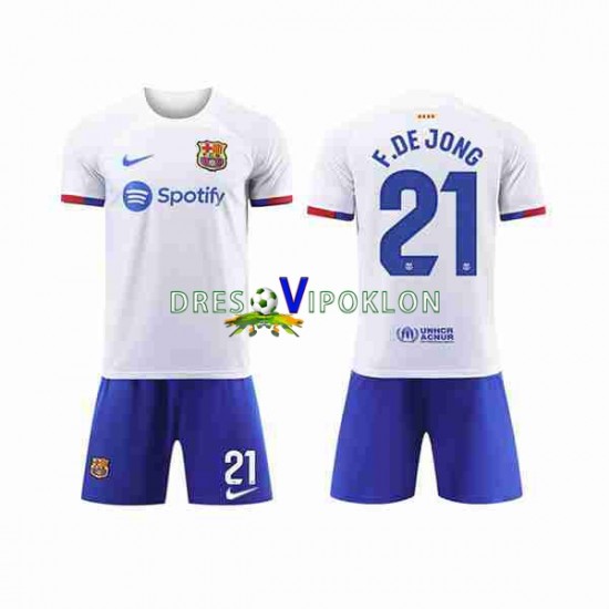 FC Barcelona Frenkie de Jong 21 Dres Gostujući 2023-2024 Kratkih Rukava ,Dječji Komplet