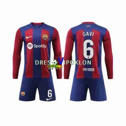 FC Barcelona GAVI 6 Dres Domaći 2023-2024 Dugim Rukavima ,Dječji Komplet