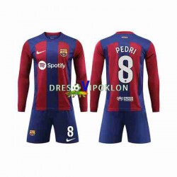 FC Barcelona Pedri 8 Dres Domaći 2023-2024 Dugim Rukavima ,Dječji Komplet