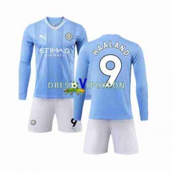 Manchester City Haaland 9 Dres Domaći 2023-2024 Dugim Rukavima ,Dječji Komplet