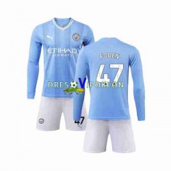 Manchester City Phil Foden 47 Dres Domaći 2023-2024 Dugim Rukavima ,Dječji Komplet