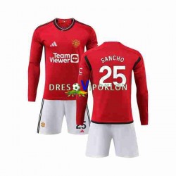Manchester United Sancho 25 Dres Domaći 2023-2024 Dugim Rukavima ,Dječji Komplet