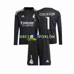 Real Madrid Golmanski Thibaut Courtois 1 Dres Gostujući 2023-2024 Dugim Rukavima ,Dječji Komplet