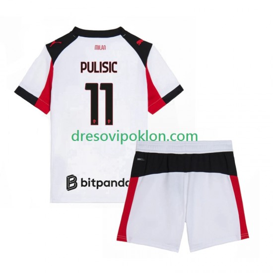 AC Milan Christian Pulisic 11 Dres Gostujući 2025-2026 Kratkih Rukava ,Dječji Komplet