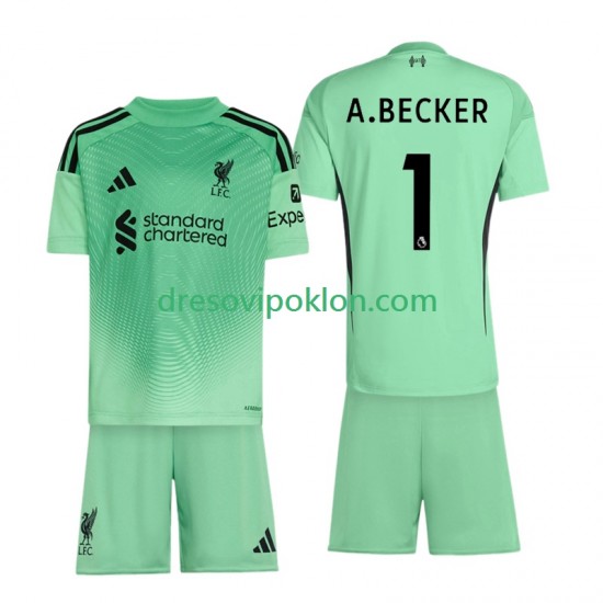 Liverpool Golmanski Alisson Becker 1 Dres Domaći 2025-2026 Kratkih Rukava ,Dječji Komplet