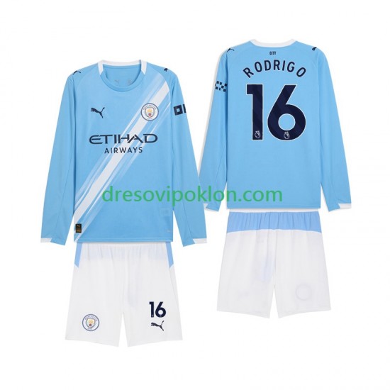 Manchester City Rodrigo Hernandez 16 Dres Domaći 2025-2026 Dugim Rukavima ,Dječji Komplet