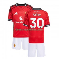 Manchester United Benjamin Sesko 30 Dres Domaći 2025-2026 Kratkih Rukava ,Dječji Komplet