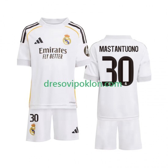 Real Madrid Mastantuono 30 Dres Domaći 2025-2026 Kratkih Rukava ,Dječji Komplet