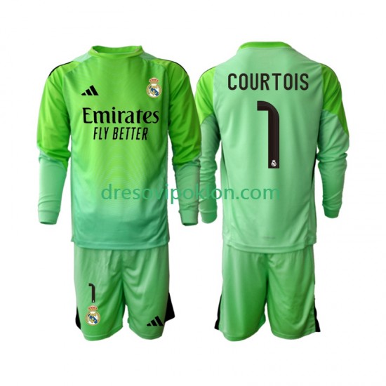 Real Madrid Thibaut Courtois 1 Dres Gostujući 2025-2026 Dugim Rukavima ,Dječji Komplet